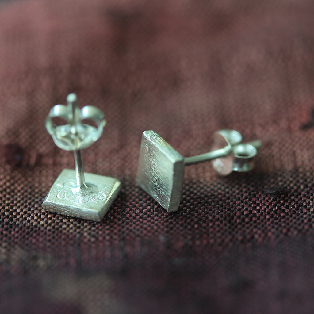 Tile Square Studs | Stories of Silver