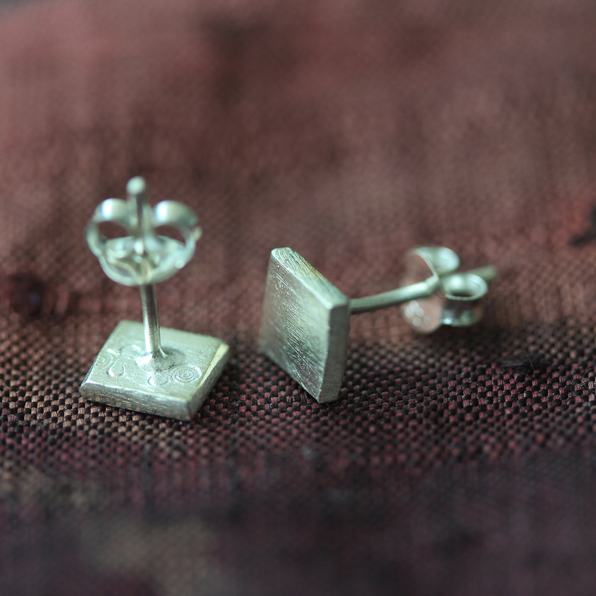 Tile Square Studs | Stories of Silver