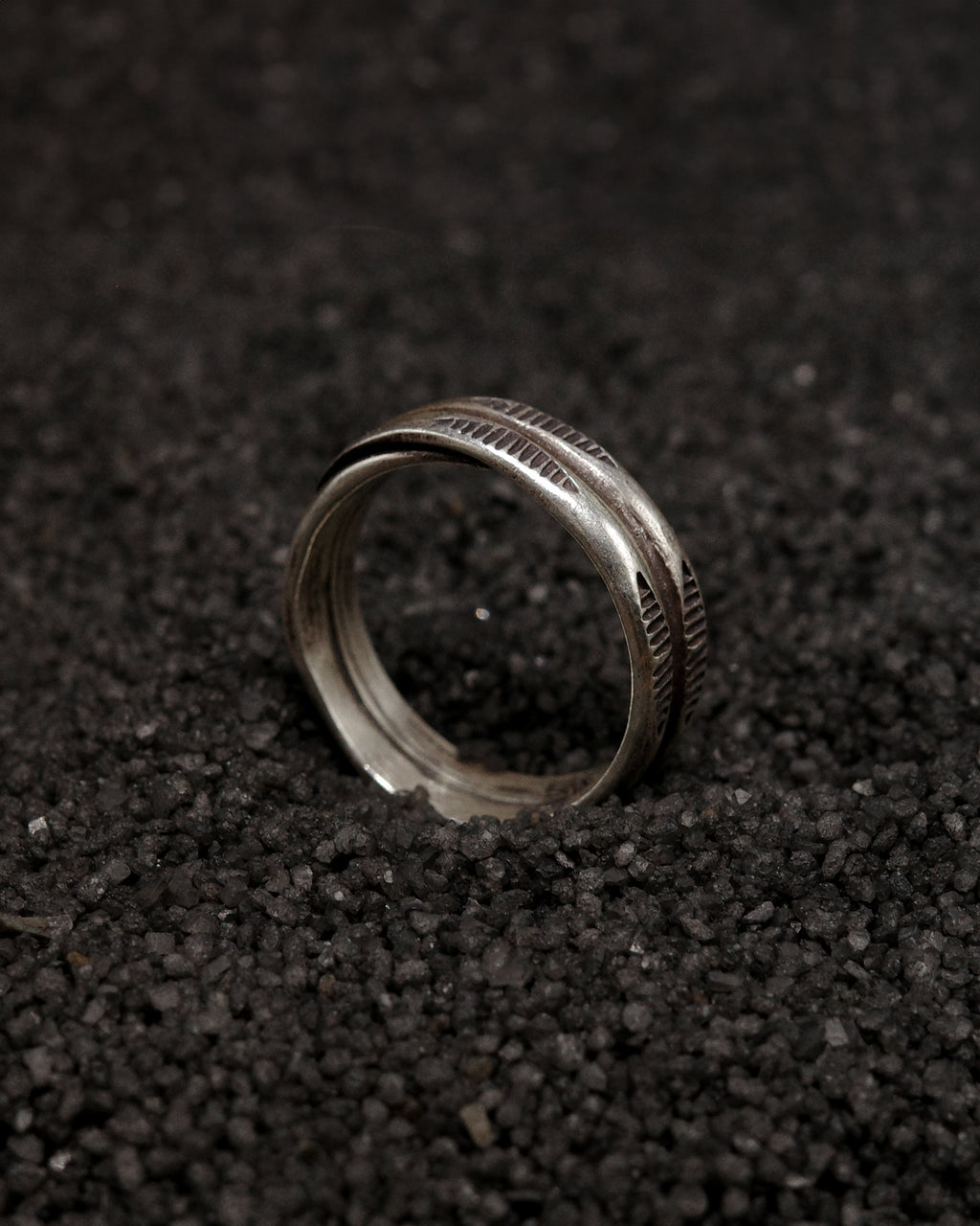 Karen Hill Tribe Silver Work , Ring handcrafted in Thailand by Taki . Bottle Gourd pattern. Sold in Hong Kong by certified.fingers.